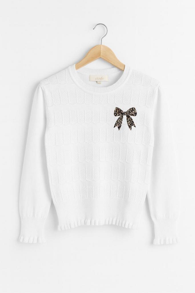 Witte meisjestrui met strik -Herfst/Wintercollectie|NIEUW, Kinderen en Baby's, Kinderkleding | Maat 164, Meisje, Nieuw, Trui of Vest