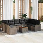 vidaXL Tuin Sofa Set 10 pcs Grijs Poly riet, Verzenden, Nieuw, Rotan