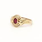 Ring - 18 karaat Geel goud - Diamant - Robijn, Sieraden, Tassen en Uiterlijk, Ringen, Nieuw
