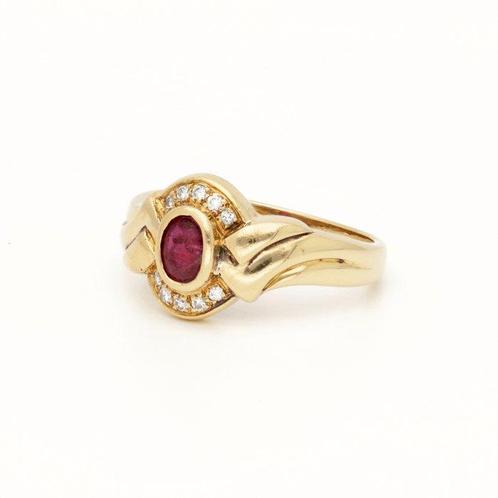 Ring - 18 karaat Geel goud - Diamant - Robijn, Sieraden, Tassen en Uiterlijk, Ringen