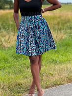 Afrikaanse print mini rok - Blauwe / Turquoise Bogolan / Mud, Kleding | Dames, Rokken, Nieuw, Ophalen of Verzenden