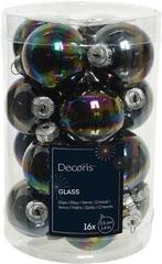 Kerstballen glas zwart iris shiny glans 3.5 cm koker 16, Ophalen of Verzenden, Nieuw