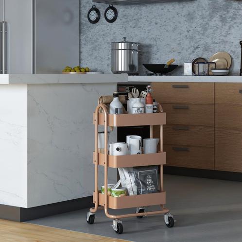 [en.casa] Keukentrolley Pyhäntä met 3 manden 78,5x46x35 cm l, Huis en Inrichting, Keuken | Keukenbenodigdheden, Nieuw, Verzenden