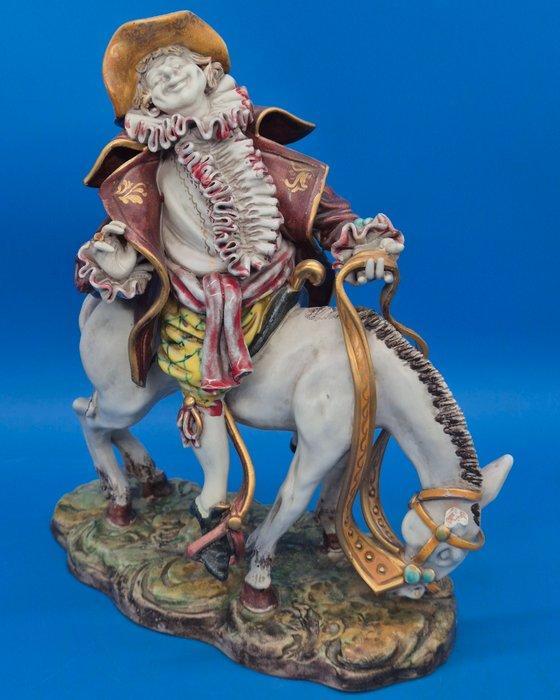 Paolo Marioni - Figuur - Harlekin zu Pferd - Keramiek, Antiek en Kunst, Antiek | Glas en Kristal