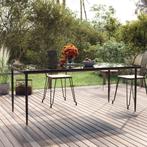 vidaXL Tuintafel 200x100x74cm staal en gehard glas zwart, Verzenden, Nieuw, Metaal
