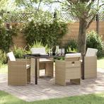vidaXL 5-delige tuinset met kussens in beige poly rattan, Tuin en Terras, Verzenden, Nieuw, Rotan, Tuinset