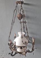 Kroonluchter - Gepatineerd brons, Opaline glas -