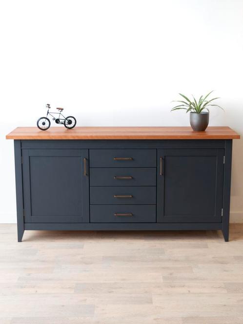 Antraciet dressoir | kersenhout | grijs | Vavivo, Huis en Inrichting, Kasten | Dressoirs, 150 tot 200 cm, 25 tot 50 cm, Met lade(s)
