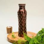 Puur koperen waterfles curve diamond antique ± 950 ml (zware, Nieuw