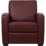 Leren fauteuil Kindly - Toledo Leer Bordeaux - Hout bruin, Nieuw, Ophalen of Verzenden, 75 tot 100 cm, Modern