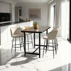 Barkruk Luana, met rugleuning, fluweellook - crème/zwart, Se, Verzenden, Nieuw