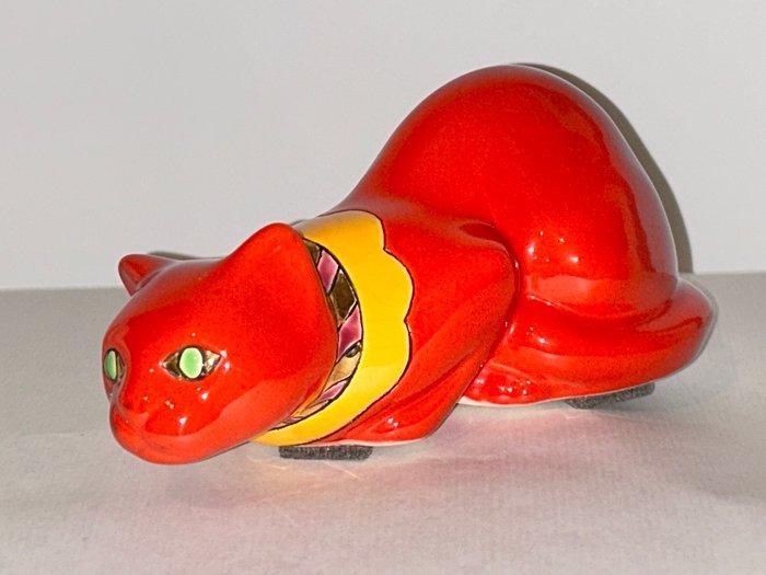 Émaux de Longwy - Deubek - sculptuur, Chat allongé numéroté, Antiek en Kunst, Antiek | Glas en Kristal