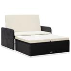 vidaXL 2-delige Loungeset met kussens poly rattan zwart, Tuin en Terras, 2 zitplaatsen, Nieuw, Loungeset, Verzenden