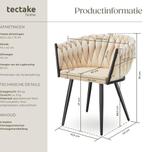 Eetkamerstoelen - Set van 2 - Met armleuning - Zand - Tectak, Verzenden, Zo goed als nieuw