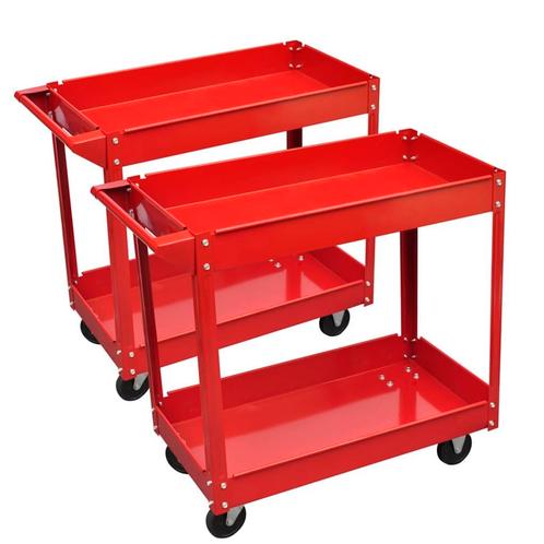 vidaXL 2 st Gereedschapstrolley met 2 schappen 100 kg, Doe-het-zelf en Verbouw, Gereedschap | Overige machines, Nieuw, Verzenden