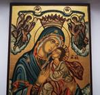 Icoon - De Heilige Moeder van God, met de hand geschilderde, Antiek en Kunst