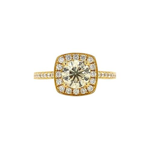 Gouden entourage ring met diamant 18 krt, Sieraden, Tassen en Uiterlijk, Ringen, Nieuw, Ophalen of Verzenden