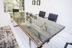 Eettafel Barracuda X 180cm natuurel & Glasplaat / 39698 &, Huis en Inrichting, Tafels | Eettafels, Ophalen of Verzenden, Nieuw