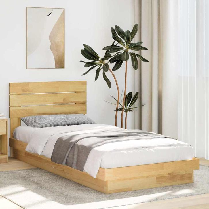 vidaXL Bedframe hoofdeinde zonder matras 75x190 cm massief, Huis en Inrichting, Slaapkamer | Bedden, Bruin, Nieuw, Hout, Eenpersoons