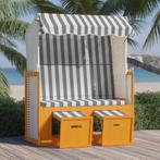 vidaXL Strandstoel met luifel poly rattan en massief hout, Verzenden, Nieuw