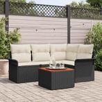 vidaXL Tuin Sofa Set met kussen 5 pcs Zwart, Crème 55 x 55 x, Verzenden, Nieuw, Rotan