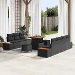 vidaXL Tuin Sofa Set met kussen 10 pcs Zwart Poly riet, Tuin en Terras, Verzenden, Nieuw, Rotan