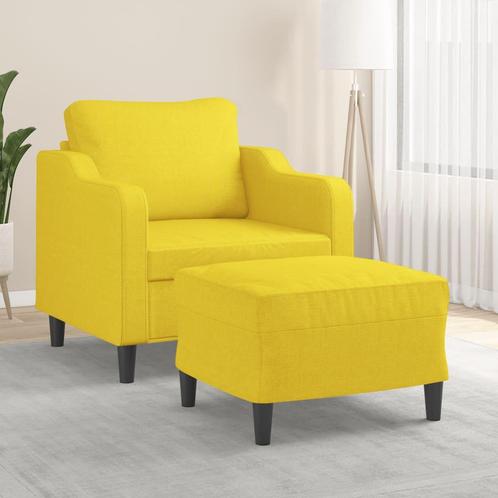 vidaXL Fauteuil met voetenbank 60 cm stof lichtgeel, Huis en Inrichting, Banken | Bankstellen, Nieuw, Minder dan 150 cm, Stof