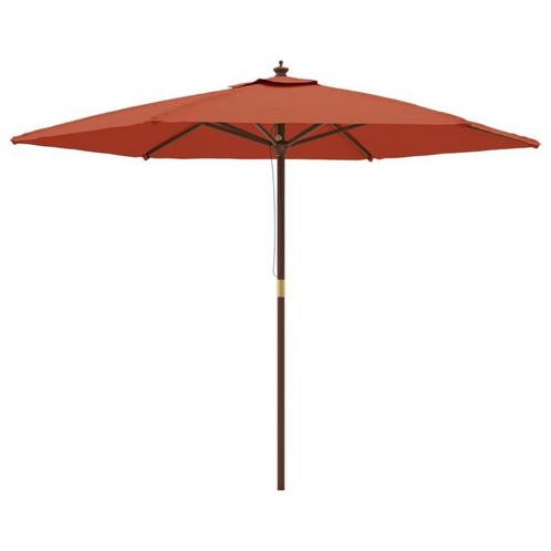 Grote Terracotta Parasol - | Tweedekansje | OP=OP, Tuin en Terras, Parasols, 2 tot 3 meter, Nieuw, Stokparasol, Ophalen of Verzenden