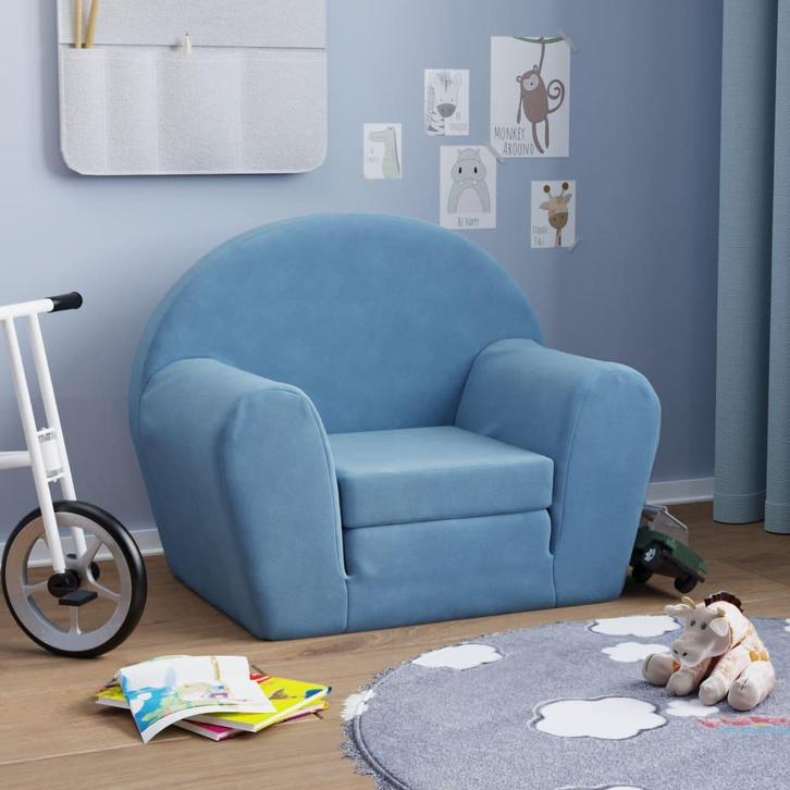 vidaXL Kinderslaapbank zacht pluche blauw, Kinderen en Baby's, Kinderkamer | Overige Meubels, Nieuw, Verzenden