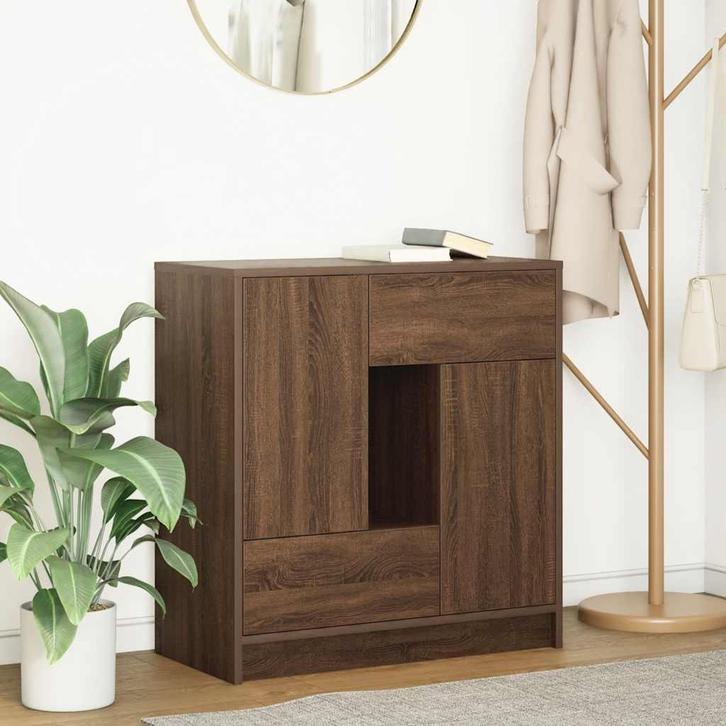 vidaXL Dressoir met lades en deuren 70,5x34x74,5 cm bruin, Huis en Inrichting, Kasten | Dressoirs, Nieuw, Overige houtsoorten