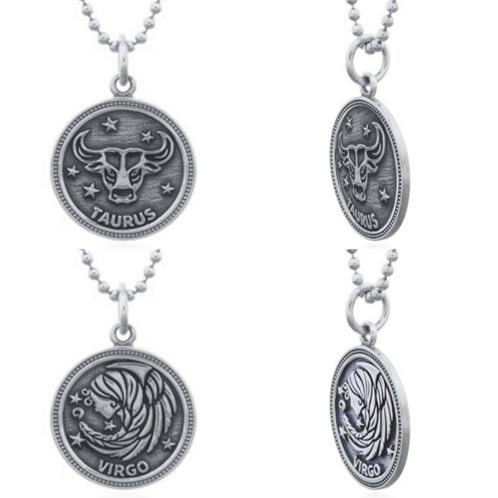 Echt zilveren ronde sterrenbeeld kettinghanger, Sieraden, Tassen en Uiterlijk, Kettinghangers, Nieuw, Verzenden