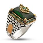 Zonder Minimumprijs - Ring Zilver Smaragd, Sieraden, Tassen en Uiterlijk, Antieke sieraden