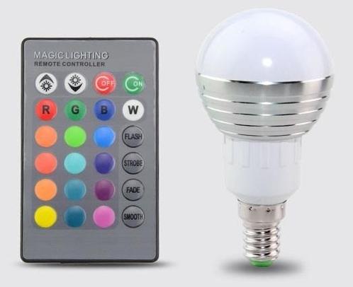 LED Bollamp RGB - 3 Watt - E14, Huis en Inrichting, Lampen | Losse lampen, Nieuw, Ophalen of Verzenden