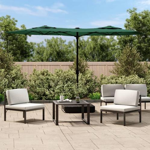 vidaXL Parasol dubbel dak 316x240 cm groen, Tuin en Terras, Parasols, Nieuw, 3 tot 4 meter, Verzenden