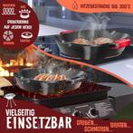 Grillpan - Gietijzer - Braadpan - Inductie - 30cm - Zwart -, Huis en Inrichting, Verzenden, Zo goed als nieuw