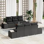 vidaXL 7-delige tuinset met kussens - zwart poly riet en, Tuin en Terras, Verzenden, Nieuw, Rotan, Tuinset