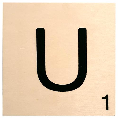 Houten Bordje 10x10x0.5cm - U - Zwarte Letter/Woordwaarde -, Huis en Inrichting, Woonaccessoires | Wanddecoraties, Nieuw, Ophalen of Verzenden