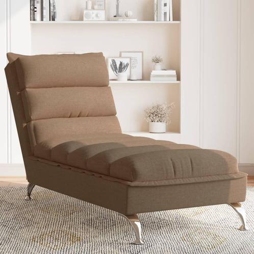 vidaXL Chaise longue met kussens stof bruin, Huis en Inrichting, Banken | Sofa's en Chaises Longues, Nieuw, Verzenden