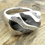 Exclusieve witgouden ring met parelmoer (Tahiti) en diama..., 18 tot 19, Gebruikt, Overige kleuren, Ophalen of Verzenden