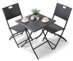 Opvouwbare Rotan Balkonset: Tafel en 2 Stoelen - Camping, Tuin en Terras, Verzenden, Nieuw
