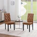 Stoel - Eetkamerstoelen - Set van 2 Kunstleer Eetkamerstoele, Nieuw, Bruin, Twee