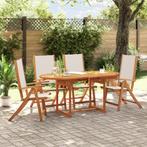 vidaXL 5-delige Tuinset massief acaciahout en textileen, Tuin en Terras, 4 zitplaatsen, Nieuw, Tuinset, Verzenden