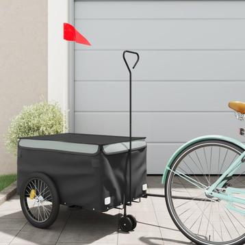 vidaXL Fietstrailer 30 kg ijzer zwart en grijs beschikbaar voor biedingen