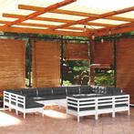 vidaXL 14-delige Loungeset met kussens grenenhout wit, Tuin en Terras, Tuinsets en Loungesets, Verzenden, Nieuw, 4 zitplaatsen