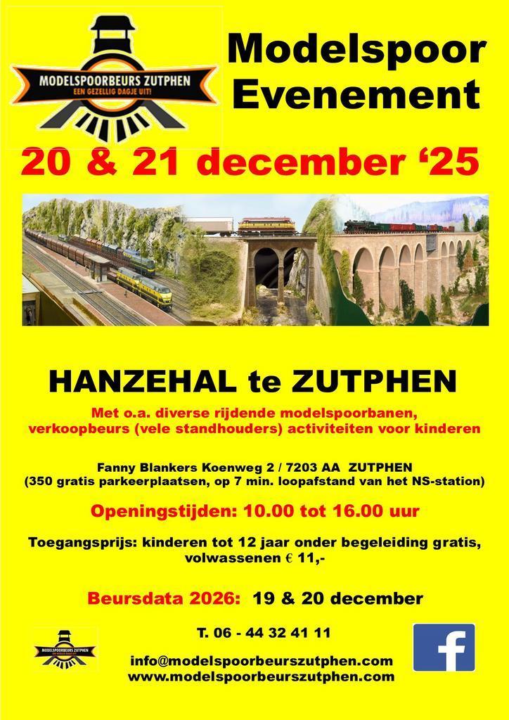 TREINENBEURS / MODELSPOORBEURS ZUTPHEN 20 en 21 dec 25, Hobby en Vrije tijd, Modeltreinen | N-Spoor, Gelijkstroom, Nieuw, Fleischmann