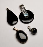 Onyx - 925 zilver - zwarte onyx en aquamarijn - Hanger - Lot, Verzamelen