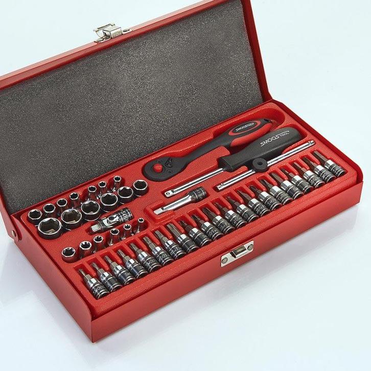 Smoos Dopsleutelset 1/4 opname 45-delig - Smoos, Doe-het-zelf en Verbouw, Gereedschap | Handgereedschap, Nieuw, Ophalen of Verzenden