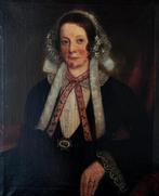 École française (XIX) - Portrait de dame à la coiffe et aux