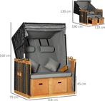 2dekans | Outsunny - Strandstoel met kap - Hout - Polyester, Huis en Inrichting, Stoelen, Ophalen of Verzenden, Zo goed als nieuw