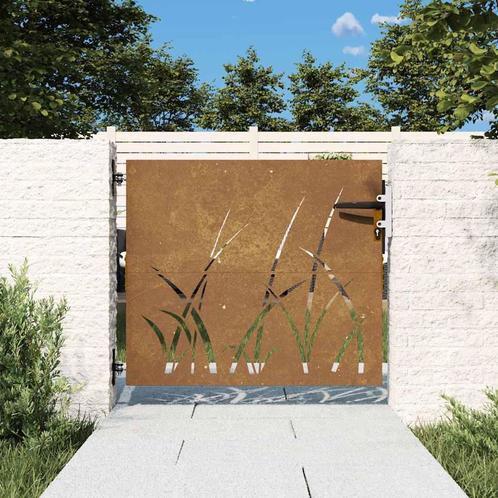 vidaXL Poort 85x100 cm grasontwerp cortenstaal, Tuin en Terras, Tuinpoorten, Nieuw, Verzenden